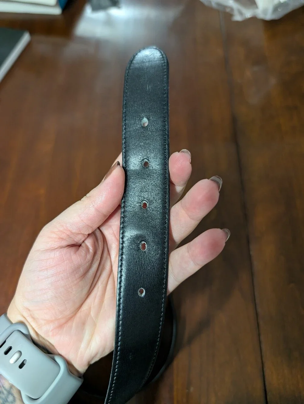 Vintage Burberrys Black Calf Leather Oval EKD Belt 38 40 Plus Size XL